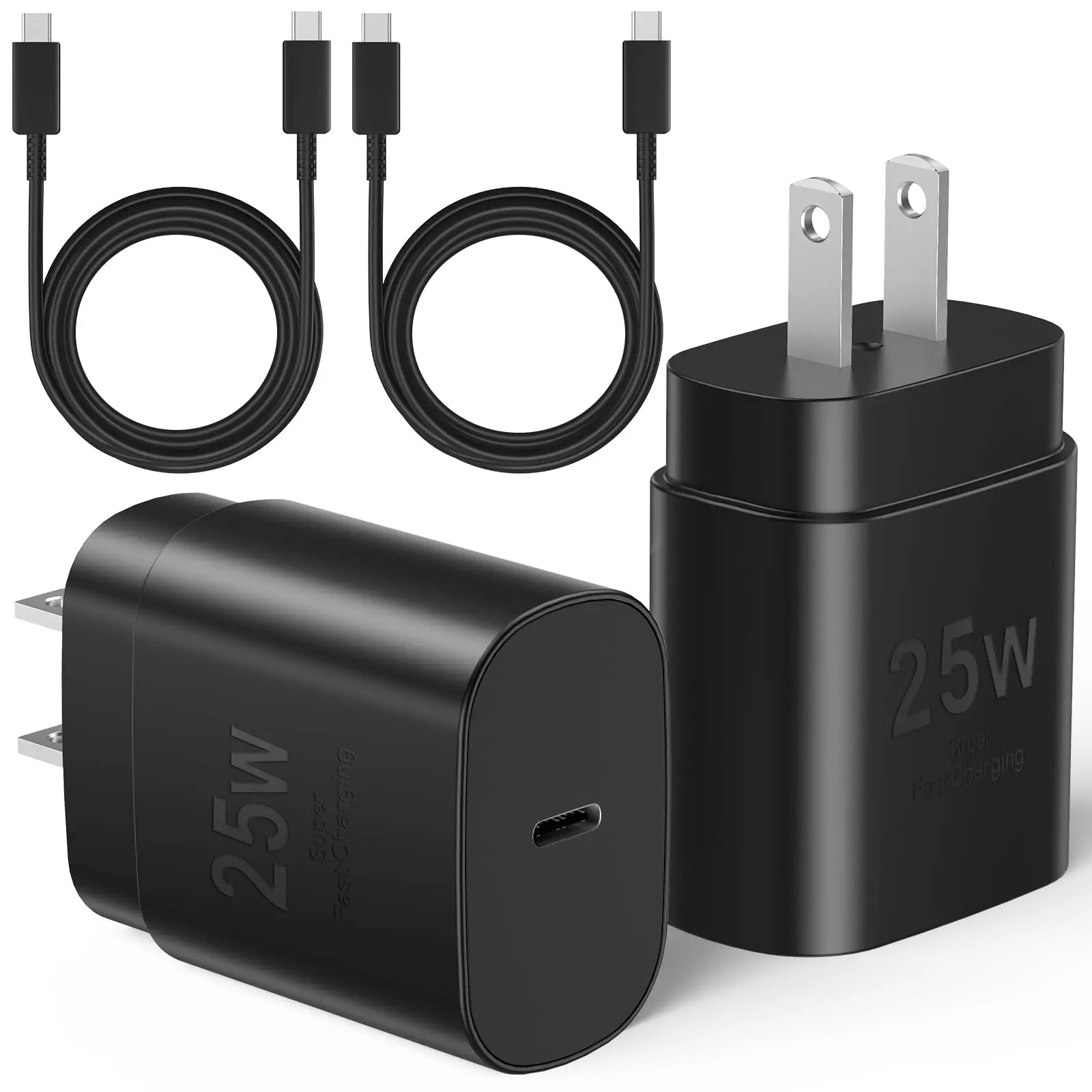 Type C Charger Fast Charging, USB C Charger Block, 2-Pack 25W Phone Super Fast Charger with 6Ft USB-C Cable Compatible with iPhone 15/16/Plus/Pro/Pro Max, Galaxy S25/S24/Plus/Ultra