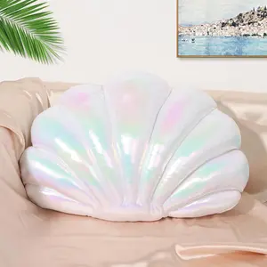 Shell Pillow Seashell Decorative Throw Pillows Pearlescent Sea Shell  Coastal Beach Shaped  Theme Decor (14x11'')