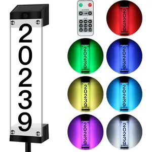 Numbers for Outside, Address Signs for Yard with Stakes Waterproof Lighted Number Sign, Powered LED Address Plaque Numbers for Street