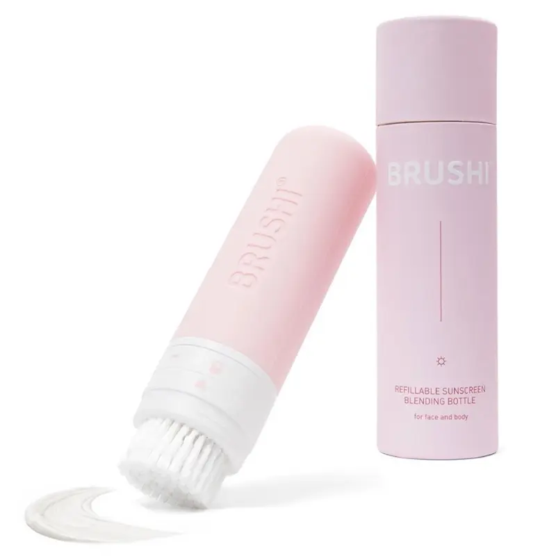 BRUSHI Refillable Sunscreen Applicator with Soft Blending Brush,  3oz BPA-Free, Mess-Free Application, Patent Protected (US117824302B1) Organiser Tin
