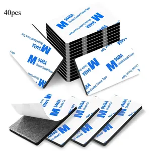 40pcs Double-Sided Adhesive Tape Set, Self-Adhesive Eva Foam Pads, 30x40mm, Reusable, for Home, Car, Wall, Floor, Glass