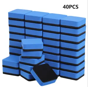 Dry Erase Erasers, 40 Pack Magnetic Whiteboard Dry Erasers Chalkboard Cleaner Wiper for Kids and Classroom Teacher Supplies Home and Office, Blue