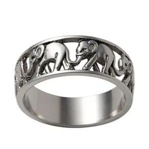 Sterling Silver Openwork Elephant Parade Band
