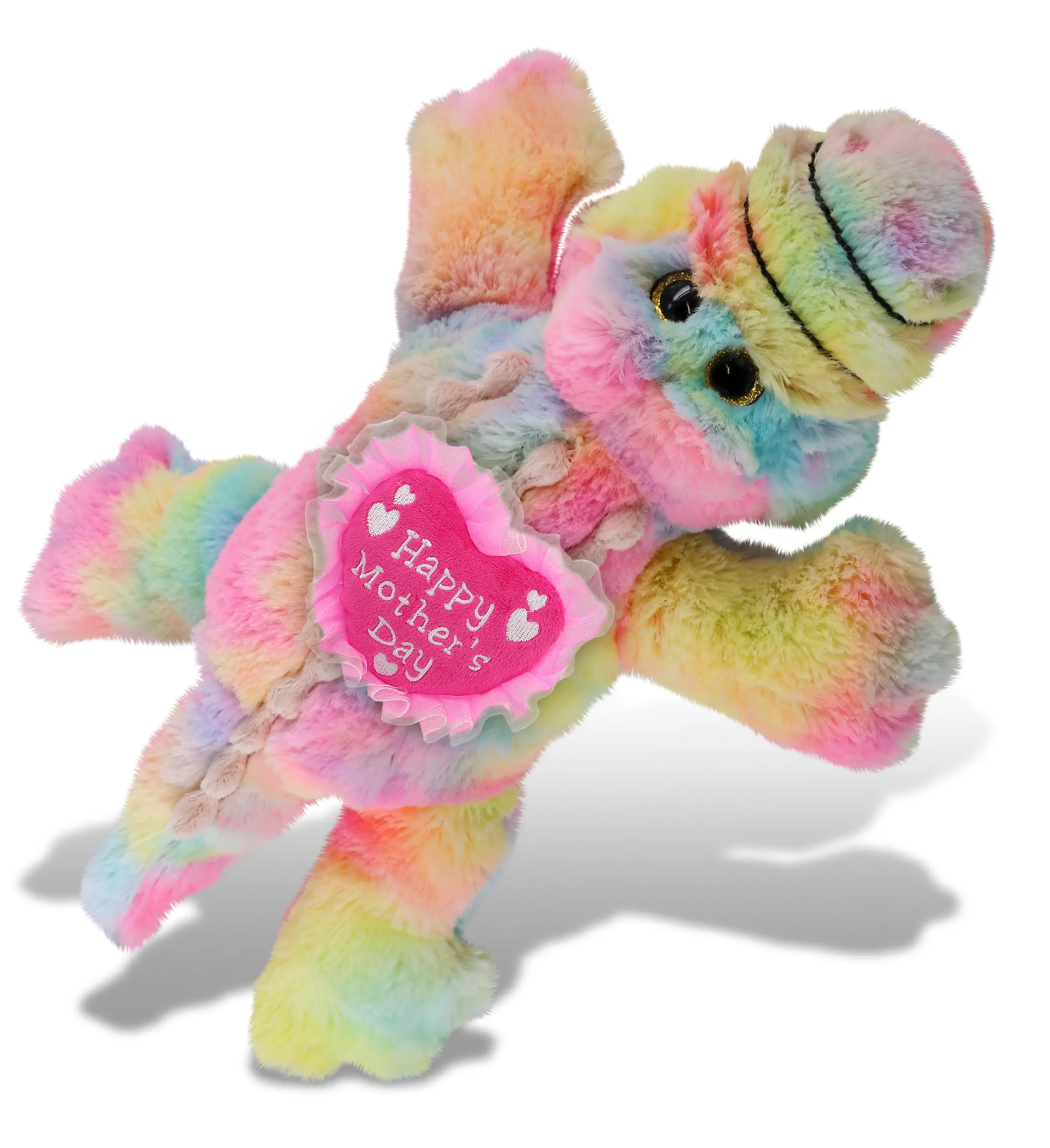 DOLLIBU 12"x7.5"x3" Embroidered Rainbow Alligator Stuffed Toy - Super-Soft Polyester, Durable Materials, Cute Bedroom Gift for Mom/Grandma with Happy Mother's Day Message