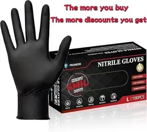 PROMEDIX P Heavy Duty Nitrile Gloves,6mil-100 Count,Black Disposable Cleaning Cooking Gloves for Kitchen ,Powder Free, Latex Free