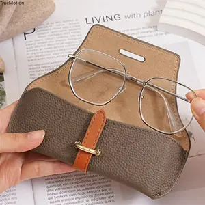 Leather Glasses Case, Portable Protective Sunglasses & Reading Glasses Pouch, Fashion Eyewear Storage Bag for Men Women