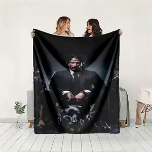 1 piece The power symbolized by a man in black and three Doberman dogs themed flannel blanket - Modern-style flannel blanket, suitable for sofas and beds, all-season use, super soft and comfortable, digital printing, 100% polyester material