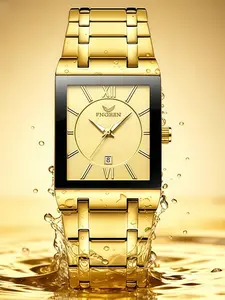 Luxury Women's Square Watch, Stainless Steel Strap, Roman Numerals, Date Display, 30m Waterproof, Quartz, Fashion Accessory