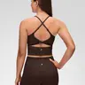 CRZ YOGA Butterluxe Twist Cross Back Crop Tank Tops for Women - Padded Adjustable Straps Yoga Longline Sports Bras
