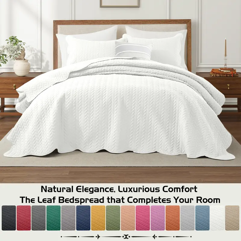 【 Jumpstart Sale 】Imperial Homeware 3 Pcs Quilted Bedspread Bedding Set Reversible Microfiber Coverlet with Pillow Shams for Summer - Lightweight Embossed Design Smooth & Skin Friendly Twin size (Include 1 Pillow Sham), Queen, King & California King Size