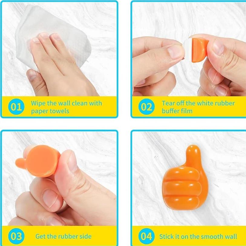 100Pcs Creative Silicone Thumb Wall Hook Multifunction Adhesive Cable Clip Self Adhesive Thumb Cable Organizer Clips Key Hanger