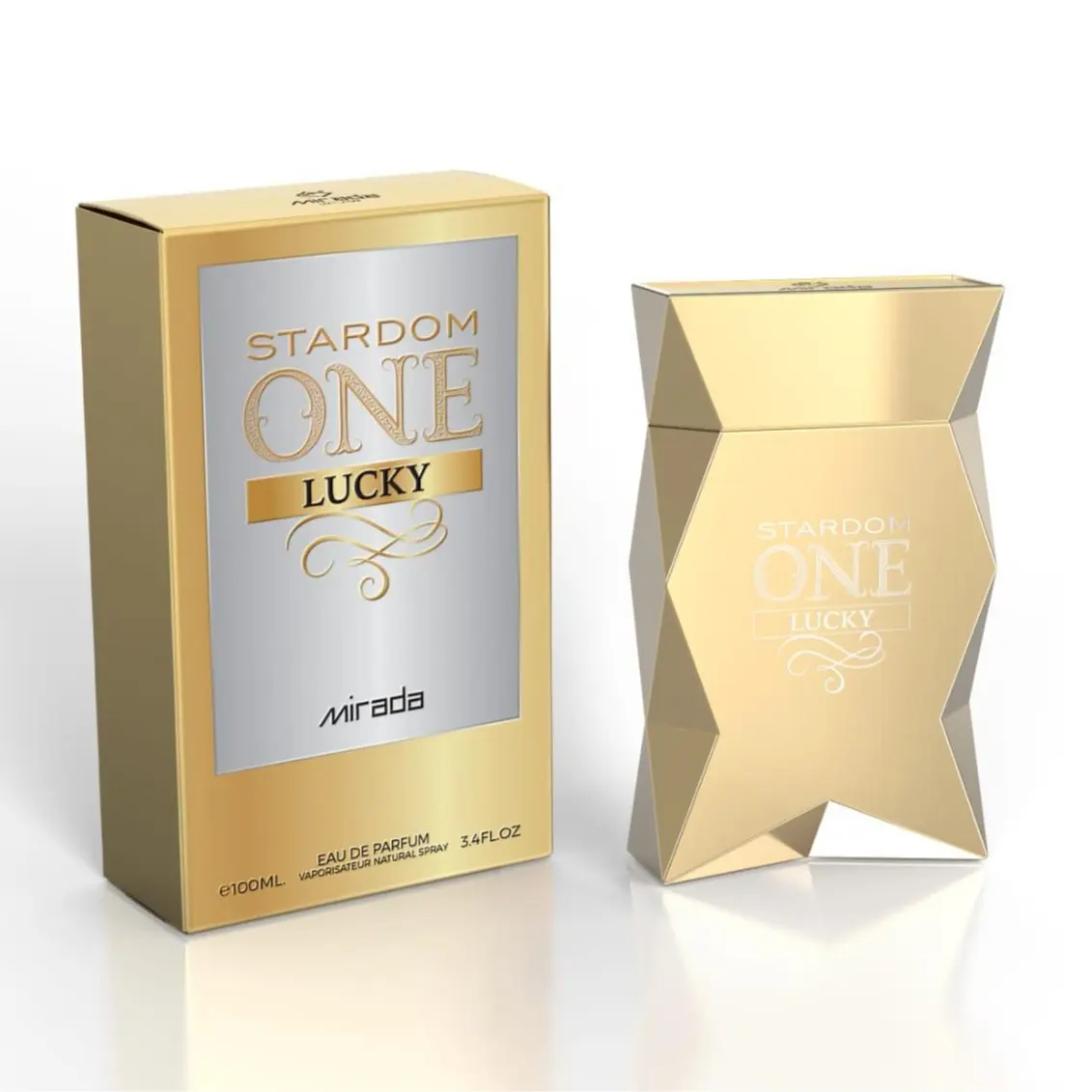 Mirada Stardom One Lucky EDP For Men 3.4 FL.OZ 100ML Perfume Gold Packaging Elegant Design Regular Edition