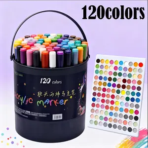 120 Colors Soft Tip Acrylic Markers, Art Marker, Pastel Markers, Ideal for Journaling, Coloring, Card Making and Exam Notes. Suitable for All Ages, Perfect Gift for Friends and Family.