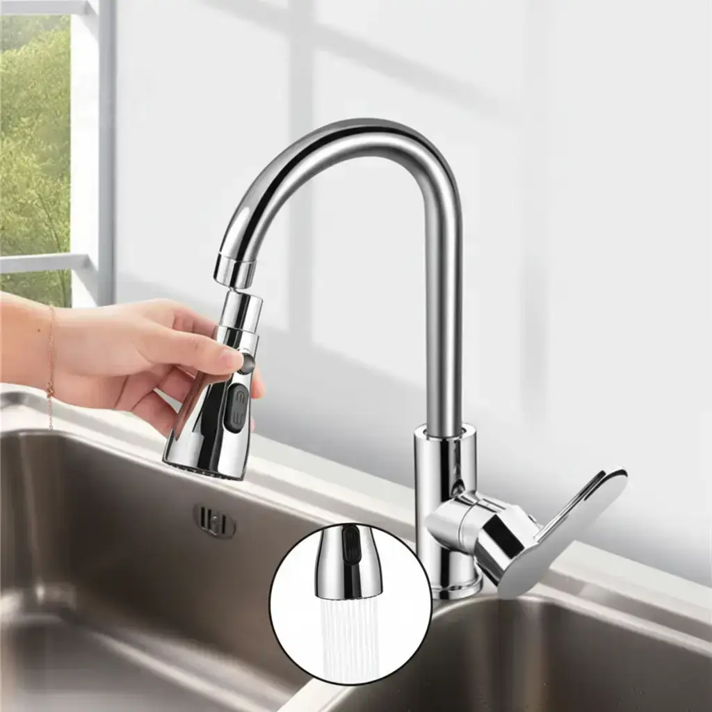 3-mode Rotatable Kitchen Faucet Extender, 1 Count Multifunctional Bathroom Faucet Extender, Bathroom Faucet Accessories, Faucet Aerator Extension, Rotatable Rotary Faucet, Faucet Attachment