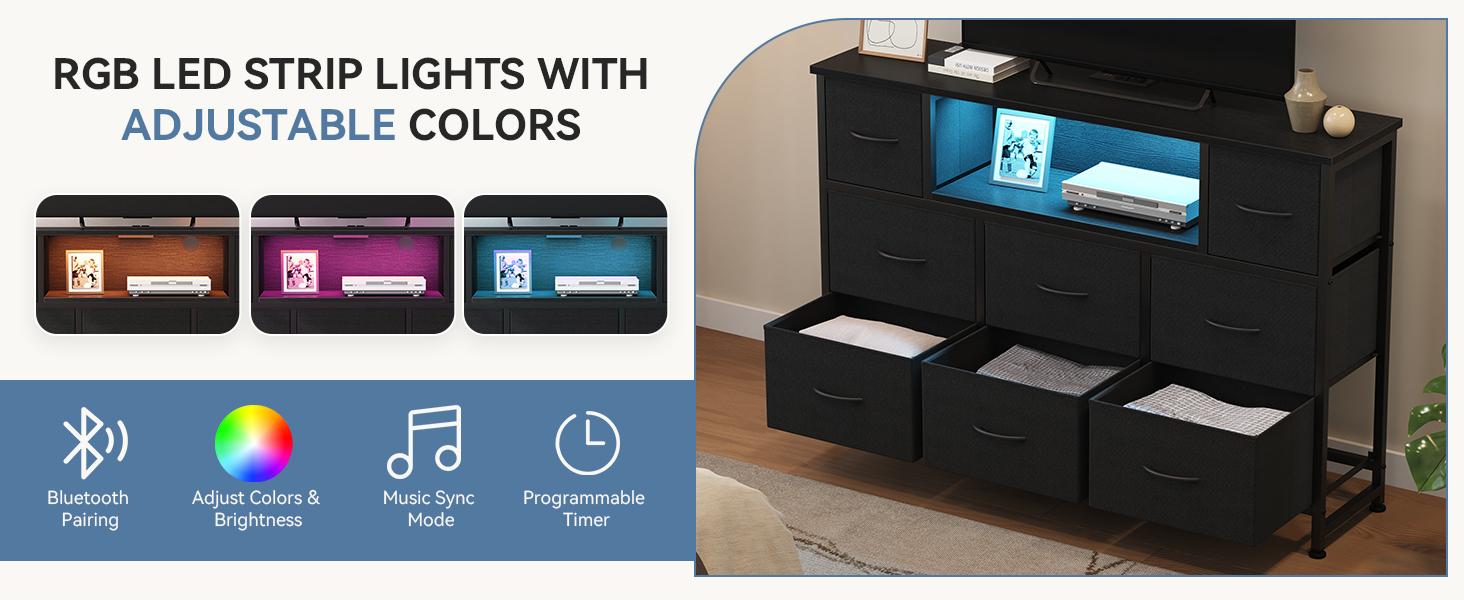 TV Stand with 8 Fabric Drawers & Power Outlet LED TV Console with USB & Type-C Storage Dresser for Living Room Modern Design TV Stand with 8 Fabric Drawers & Power Outlet LED TV Console with USB & Type-C Storage Dresser for Living Room Modern Design