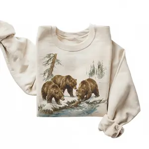Retro Grizzly Bears Wilderness 90s vintage graphic Sweatshirt, Vintage Brown Bear Crewneck, Boho Unisex Nature Wildlife Crewneck