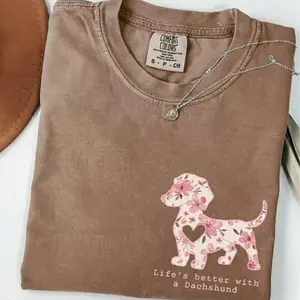 Comfort Colors Dachshund Shirt, Floral Doxie Mom Shirt, Cute Doxie T-Shirt, Doxie Mama Shirt, Dog Mama Gift
