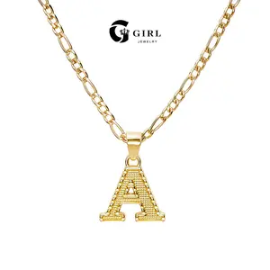 GGIRL Initial Neckiace for Women Men Girls Boys, 18K Gold Plated Gothic  Gold Plated 26 Letters Pendant Necklace Cuban Link Chain Fashion Jewelry Gift for Holiday Haul Christmas Birthdays Anniversaries