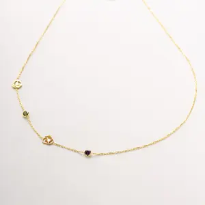 Birthflower Initial Sideways Necklace