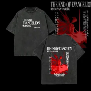BLACK SML Double Sided I Need You: Evangelion T-Shirts - Acid Wash Tee, Graphic Tee, Anime Lover, Menswear Cotton Streetwear	 Top Classic Prints Seamless Smooth Casual Tshirt Crewneck Tropical Shortsleeve
