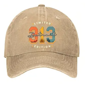 S&T 313 Detroit Limited Edition Cityscape Design Hats Vintage Washed Baseball Cap