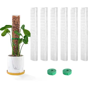 15 Inch 6 count Plastic Moss Pole for  Monstera, 6x15''  Poles for Climbing ,  Support for Indoor  Work with Sphagnum Moss