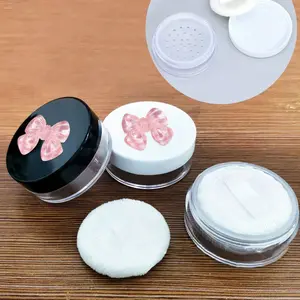 5g Ultra-Thin Loose Powder Packaging Box with Cute Bow Accessories, Mini Storage Box, Sealed Waterproof Travel Case, Reusable Empty Container