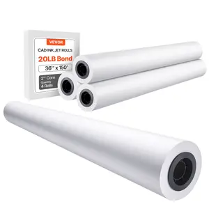 Summervibes VEVOR Wide Format Paper, 36 inx 150 ft Plotter Paper, 4 Rolls CAD Bond Rolls with 2 in Core, 20 LB Bond Paper Rolls, Idea for CAD Drawings, Engineering Plans, GIS Maps Architectural Designs