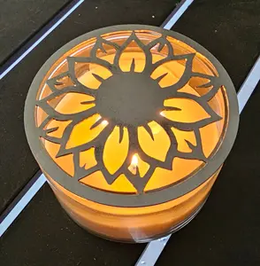 Sunflower Halo Candle Topper | Helianthus Sunflower Metal Candle Lid | Floral Candle Accessory | Decorative Jar Candle Topper