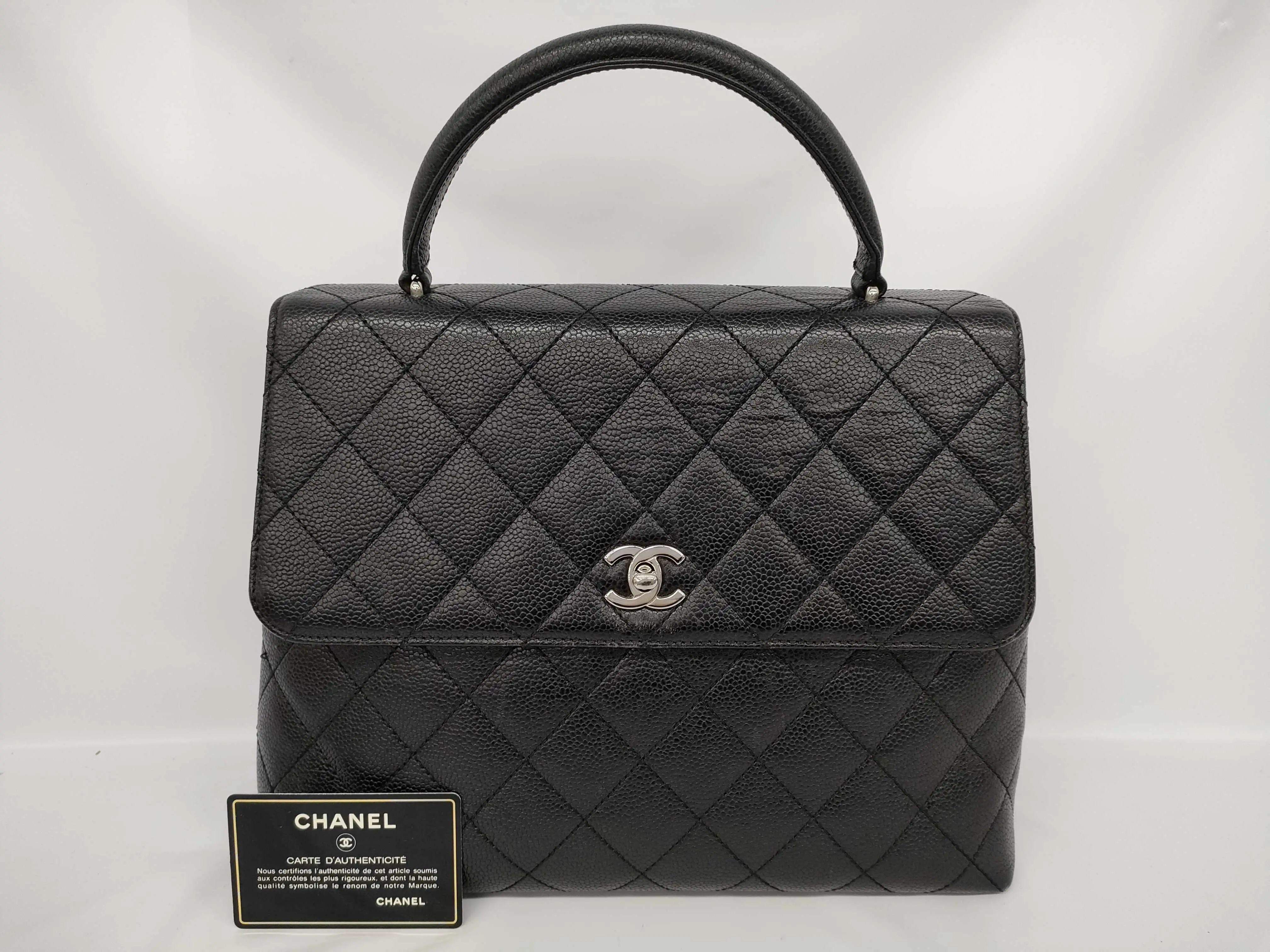 Pre-owned CHANEL PVC Shoulder Bags caviarskin handbag 6260379 leather black handbag