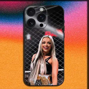 WWE wrestler L-Liv Morgan liquid phone case, compatible with iPhone 17, 16, 15, 14, 13, and 12. Premium, delicate, full-coverage, soft and supple protective case.