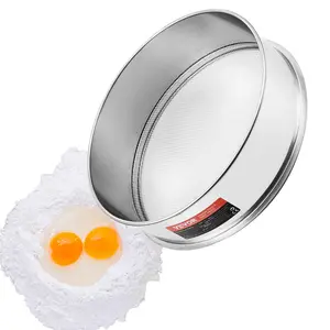 【fathersdaygift】VEVOR Flour Sieve Fine Mesh, 12 Mesh Flour Sifter, 304 Stainless Steel Fine Mesh Sifter Food-grade, Dia. 12.6" Fine Mesh Strainers for Baking, 5 Sizes Mesh hole for Mungbean, Rice, Flour, Pearl Powder