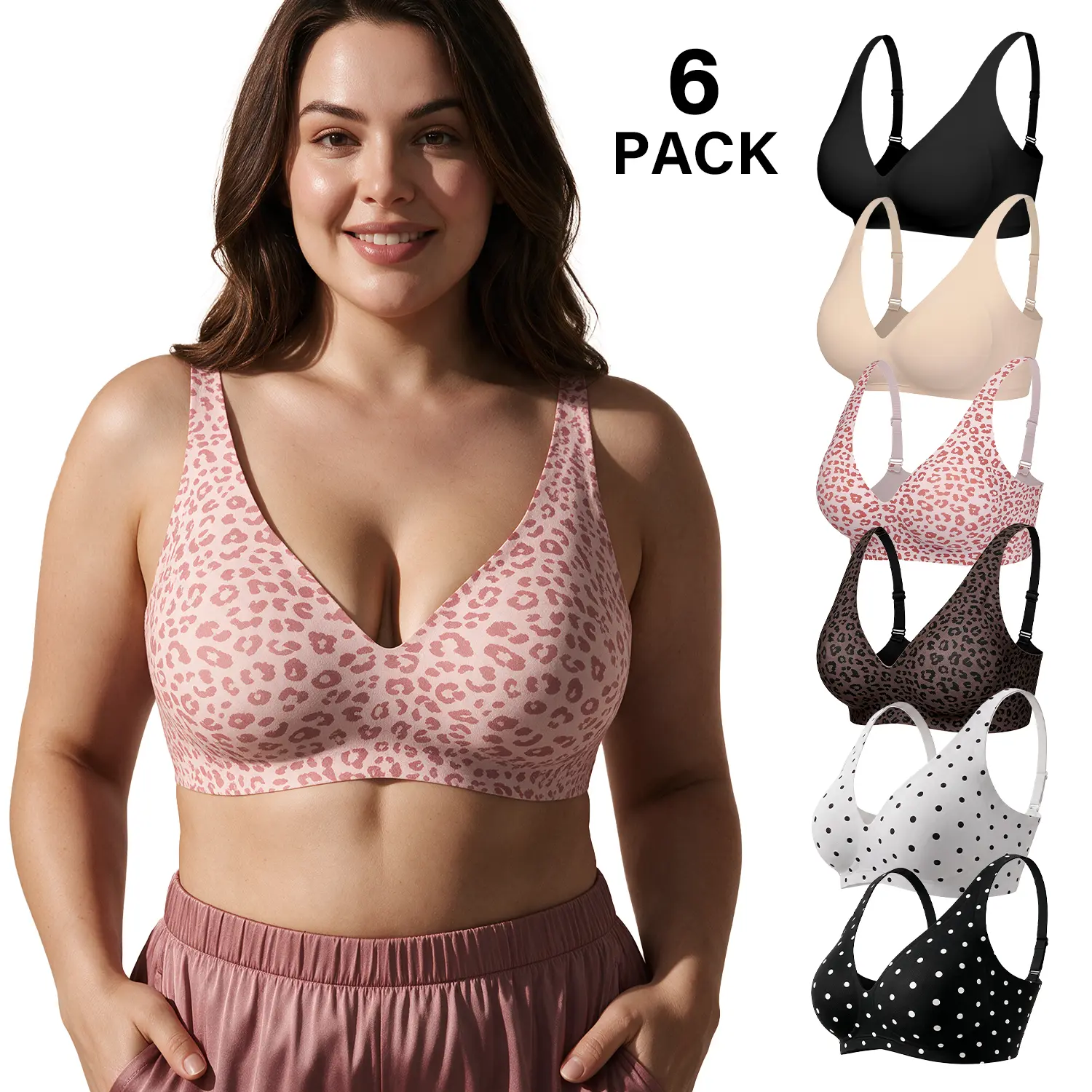 XCVIA Women's Essential 2/4/6-Pack Jelly Soft Wireless Bras, Smooth Style Seamless Full Coverage T-Shirt Bralettes with Soft Pads for Everyday Wear Underwear for Women,sohochic