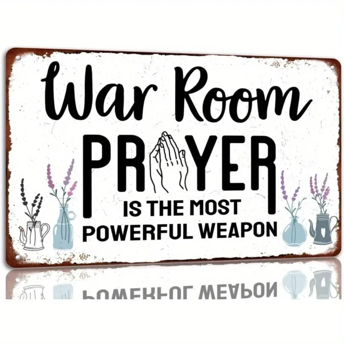 Vintage War Room Metal Sign Decorative Wall Sign Wall Decor Plaque 'prayer Is the Strongest Weapon' for Kitchen, Coffee Shop, Bar, Home Wall Decoration