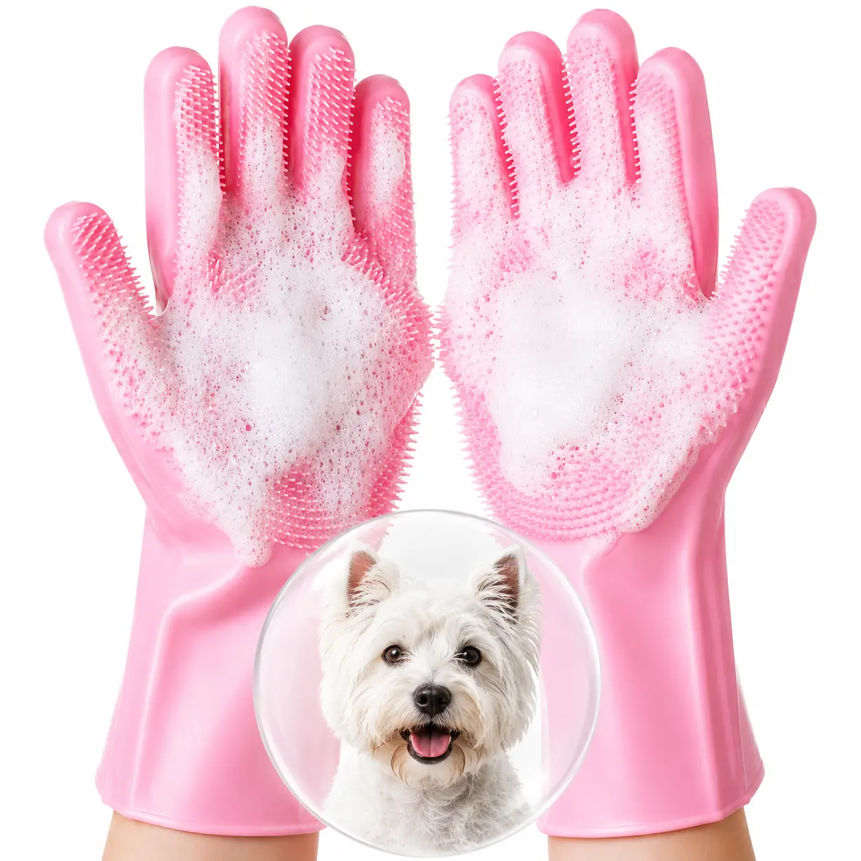 gentle massage 3-in-1 Silicone Pet Grooming & Bathing Gloves | Gentle Massager & Fur Remover for Dogs & Cats brush soft bristle