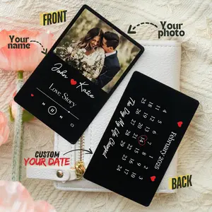 Personalised Metal Photo Wallet Card, Wedding Anniversary Gifts, Picture Wallet Insert, Anniversary Photo Gift, Photo Love Note Card Gifts