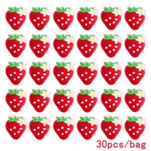 30pcs Strawberry Embroidery Patches, Fruit Embroidery, Vibrant Mixed Colors, Durable Fabric for DIY Clothing, Jackets, T-Shirts, Backpacks, Socks, Jeans