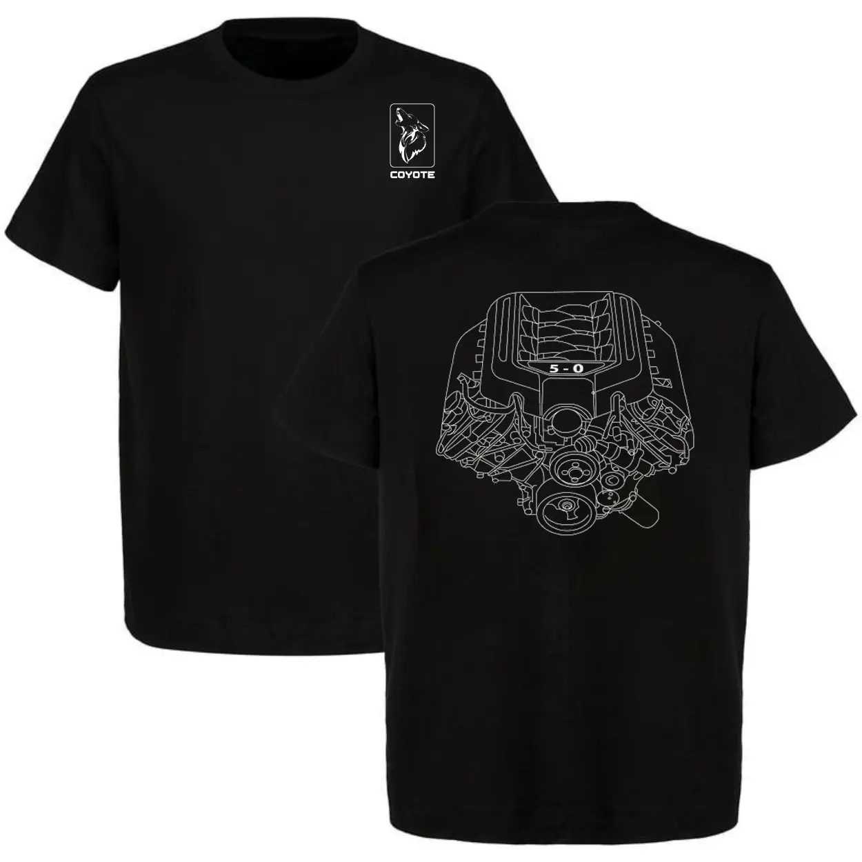 Ford Coyote 5.0 Engine Classic Soft Fabric Short-Sleeve Cloth T-Shirt for Car Lovers, Fathers Day Gift, Shortsleeve