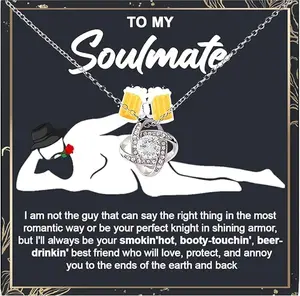 To My Soulmate Necklace For Women, Gift For Wife, Necklace For Girlfriend, Wife Necklace From Husband, Soulmate Gifts For Her, Funny Girlfriend Gifts From Boyfriend, Soulmate Necklace For Her