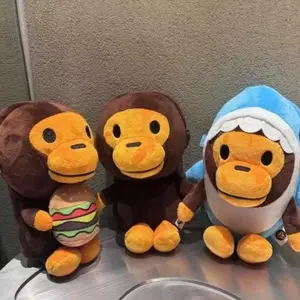 Japan Monkey Mobile Bag Transparent Surface Cartoon Figure Shoulder Bag Monkey Holding Bananas Plush Toys Coin Purse Kids Gifts