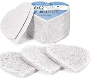 GAINWELL Heart Shape Compressed Facial Sponges 50PK