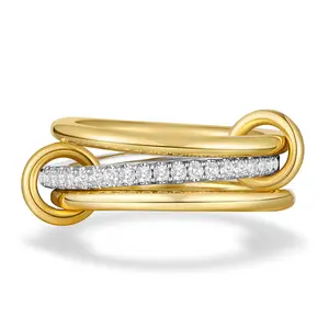 Women's 18K gold-plated exquisite ring, elegant three-ring stacking style, personalized women's jewelry ring