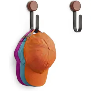 2 Pack Hat Organizer for Baseball Caps, Stainless Steel Hat Rack for Wall, Adhesive Hat Storage Holder for Door & Bedroom, Holds Up to 25 Hats, 4 Storage Options