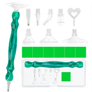 ZYNYXY 16PCS Ergonomic Diamond Art Pens Kits, Resin Diamond Painting Pen with Multifunctional Plastic Screw Thread Tips for 5D Diamond Painting (Starry Green A)