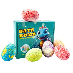 6 Pack Dinosaur Egg Bath Bombs for Kids with Surprise Toy Inside, Natural Essential Oil Bubble Bath Fizzies Gift Set for Boys Girls Gentle Skin Care
