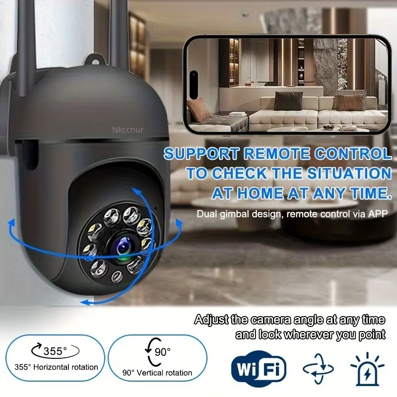 NKCCNUR 1pc 720P HD Security Camera – Indoor Safe WiFi Camera, Wireless 355° Panoramic Network Camera, Full HD 2.4G WiFi Smart Camera with Motion Detection Alert & Two-Way Talk, Remote Night Vision Camera.