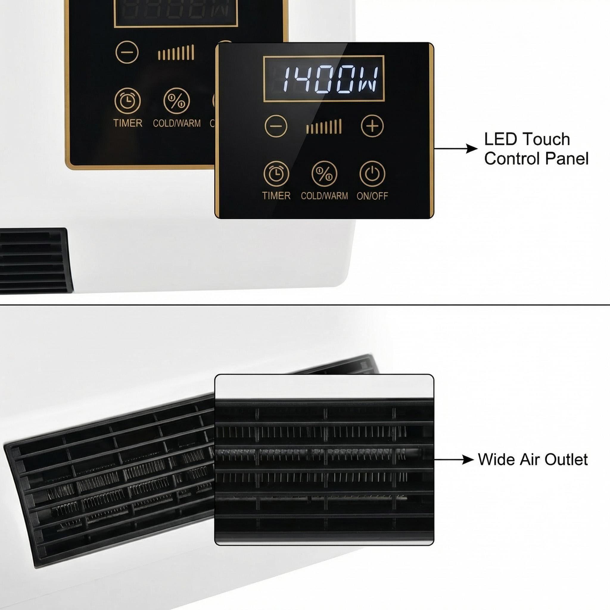 Instant Warmth & Soft Breeze! 1400W Wall Mounted Dual Mode Fan For Bedroom Living Room Office