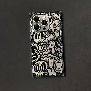 Monster Apple square Phone Case for use with iphone 17 air 16 pro max 15 plus 14 pro geek Whimsical phone cases for iphone 13PRO/12PRO for Mens artistic phone hard case