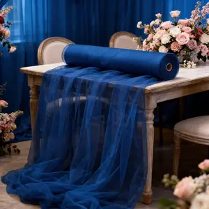 One piece, made of romantic deep blue tulle fabric, perfectly suited for various decorative needs such as wedding arches, ceremony backdrops, banquets, birthday parties and holidays, indoor and outdoor decorations, anniversaries, and party supplies sets.