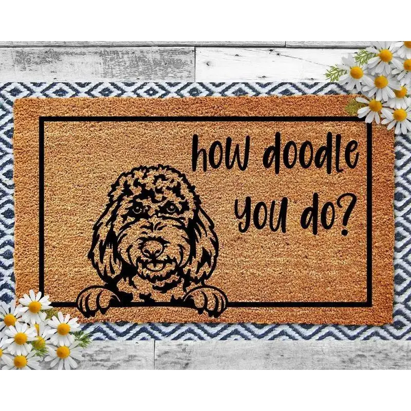 Funny "How Doodle You Do" Diatomaceous Earth Doormat, Goldendoodle Labradoodle Gift for Dog Lovers, Super Absorbent Quick Dry Non-Slip Diatom Mud Welcome Mat for Entryway Bathroom Kitchen, Unique Dog Decor Rug, 1PC Decorative Rug Mat Decorative Fluffy Rug